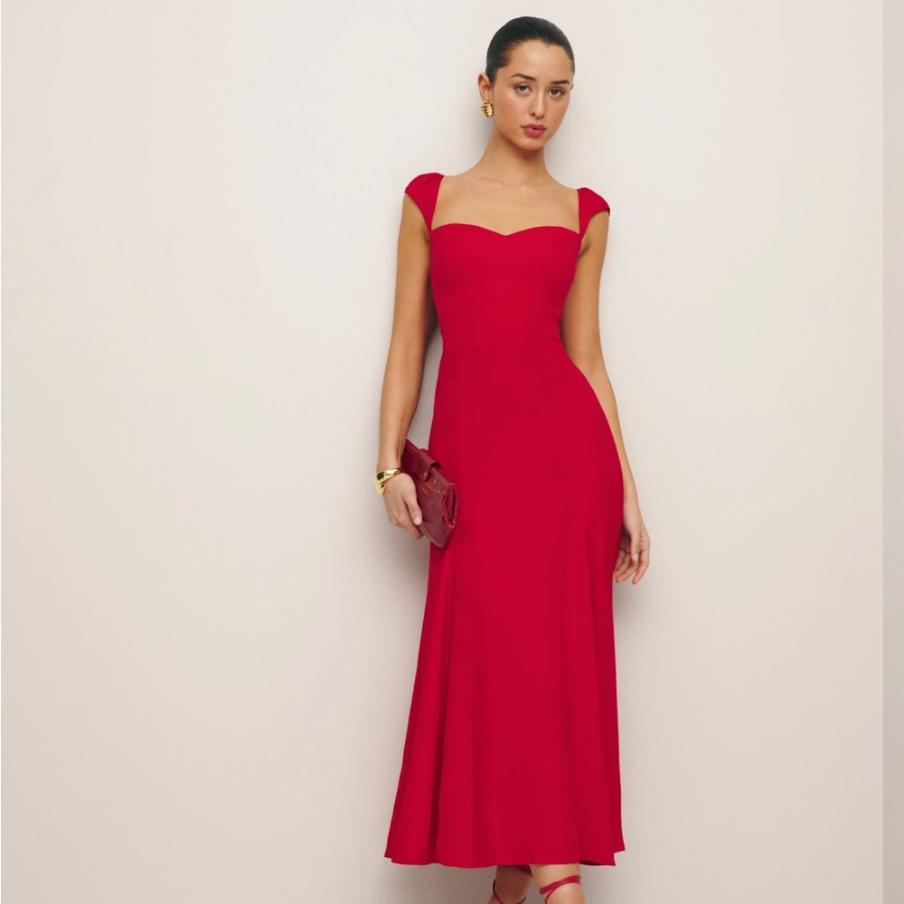 Reformation Bryson Dress, Size 0, color: cherry (red)